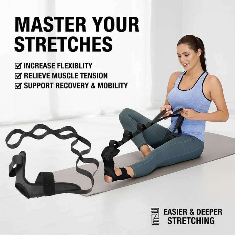Pilates Ankle Strap - Yoga Leg Stretching Band Segmented Stretching