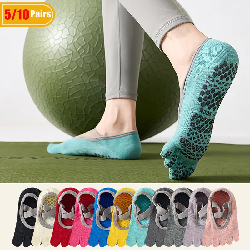 Pilates Yoga Gym - 5/10 Pairs Women's Cotton Yoga Five