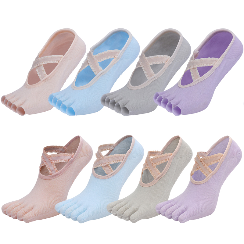 Pilates Yoga Gym - Five Finger Yoga Socks Lace Cross