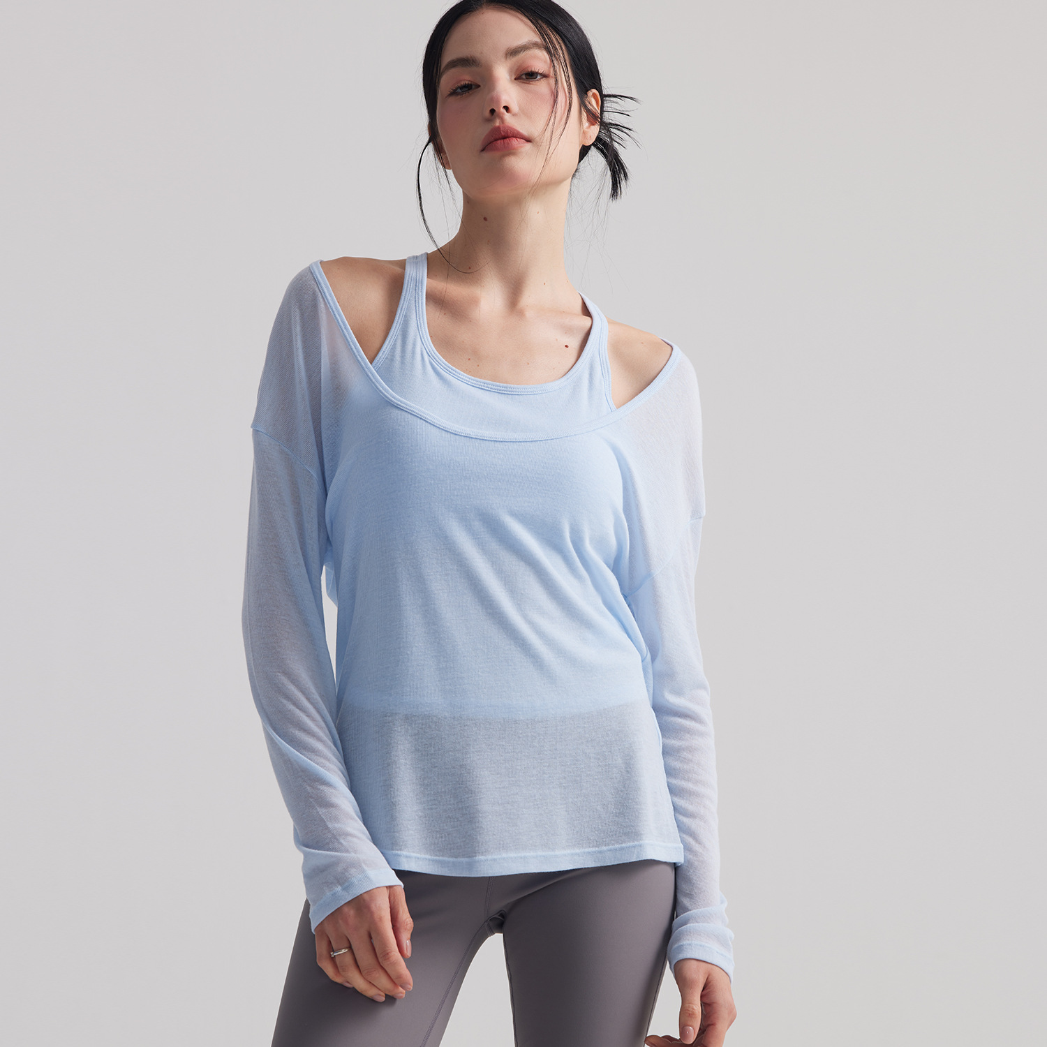 Women Loose Semi Sheer Long Sl - Pilates Yoga Gym 评论和价格