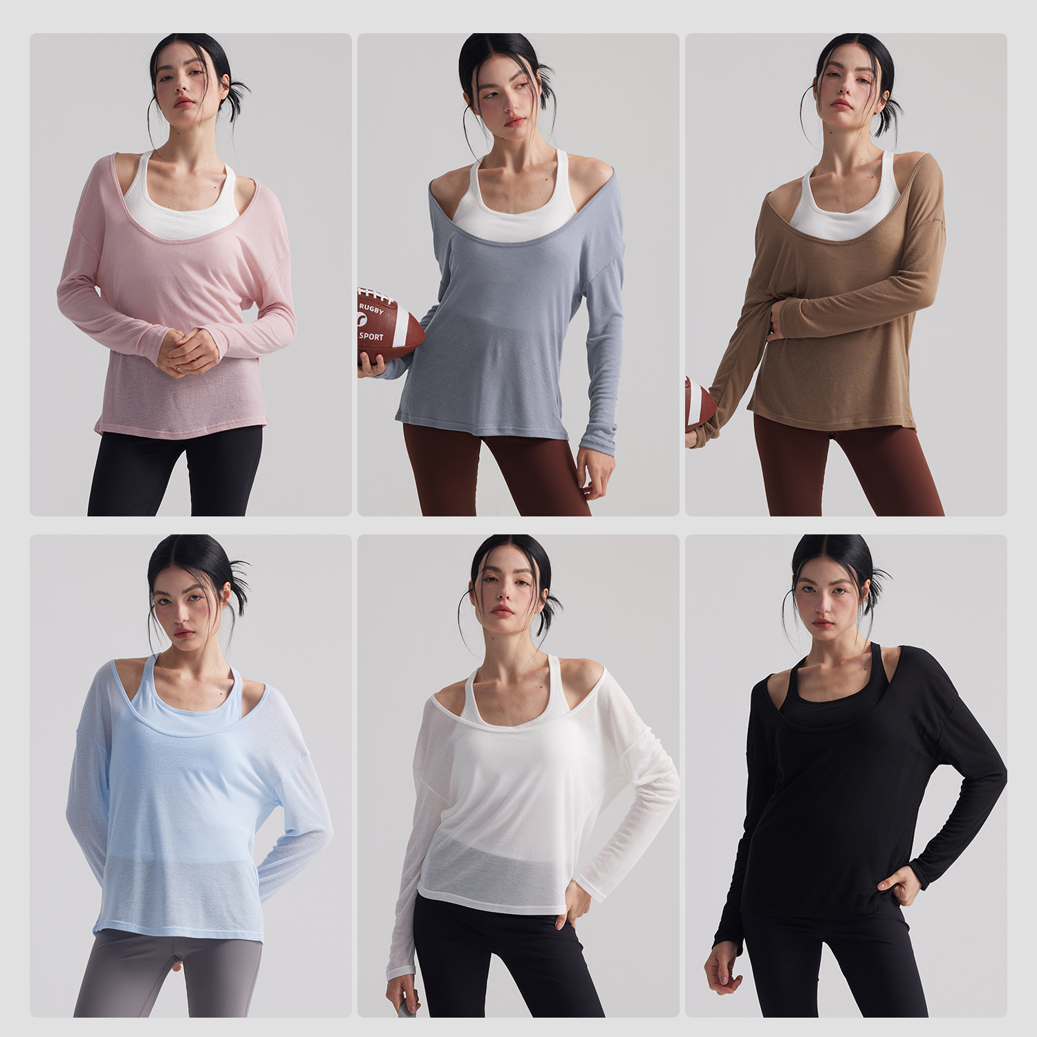 Women Loose Semi Sheer Long Sl - Pilates Yoga Gym 评论和价格