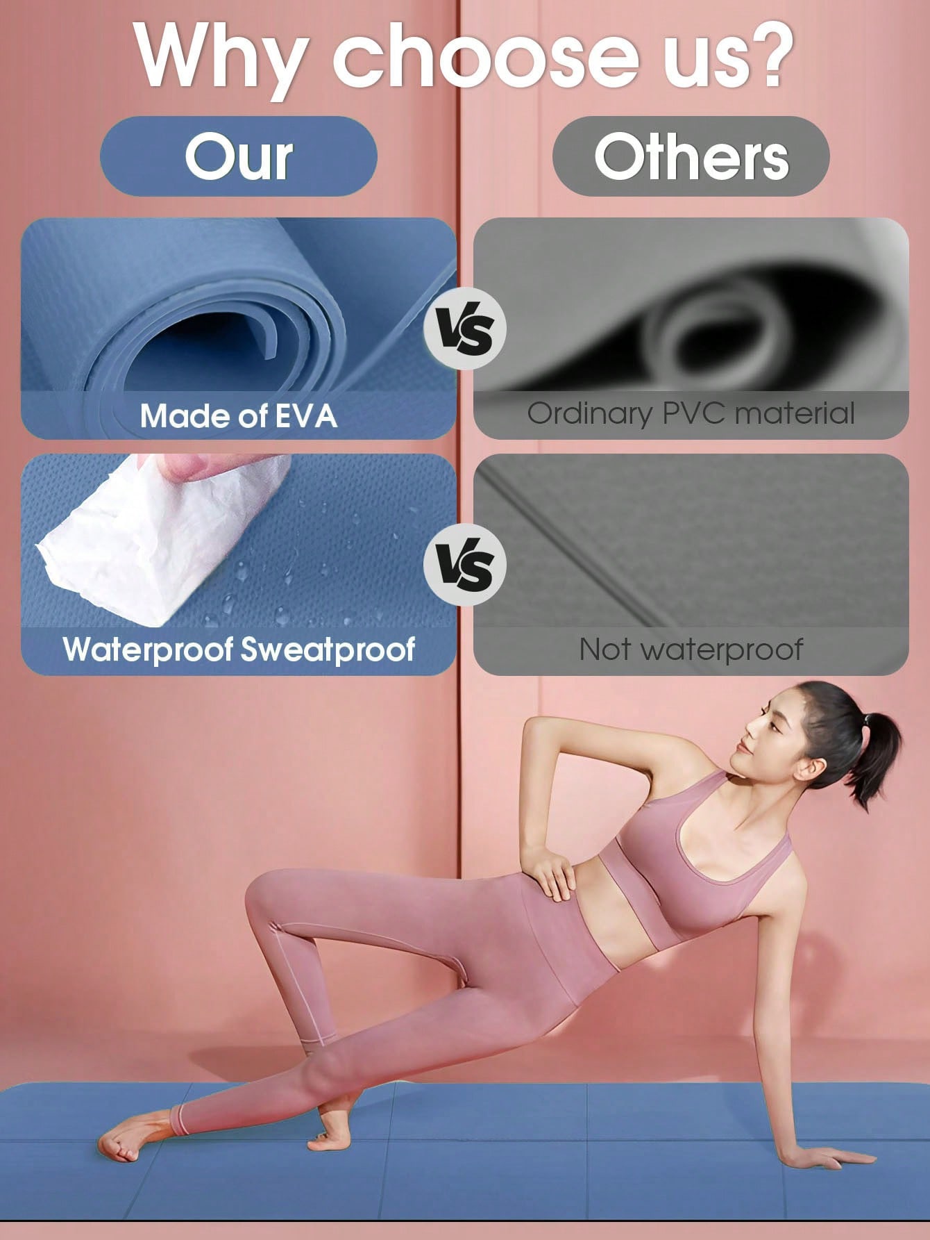 Foldable Yoga Mat Dark Blue Ec - Pilates Yoga Matte 评论和价格